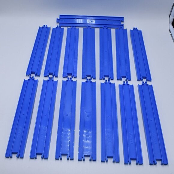 2001 Tony Plarail Thomas & Friends 15 x Blue Straight Plastic Tracks Vintage - Picture 1 of 9